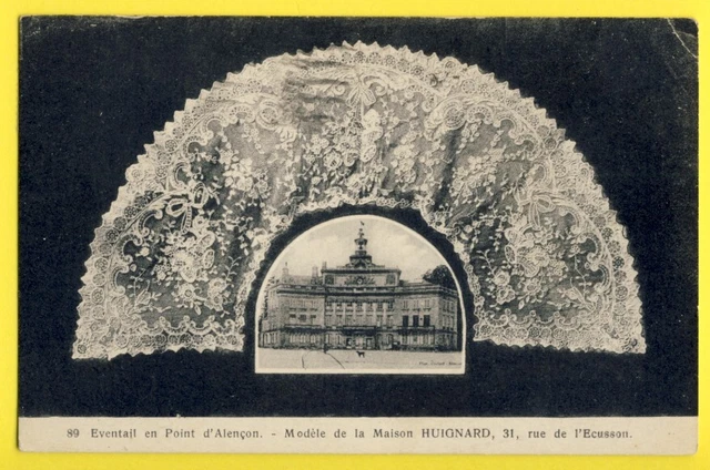cpa ALENÇON Rue de l'Ecusson LACE FAN by MAISON HUIGNARD Fan Lace