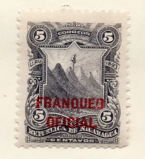 Nicaragua 1893 Early Issue Fine Mint Hinged 5c. Official Optd 323777