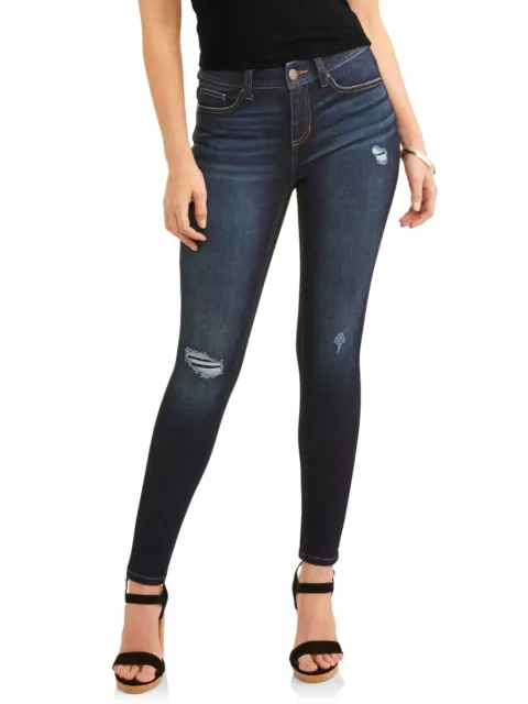 TIME AND TRU Women's Core Skinny Jeans,Mid Rise Fitted Size 16