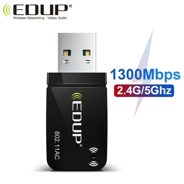 EDUP 11AC 1200M USB3.0 2.4G/5.8G Dual Band 802.11AC WiFi Adapter for PC  AC1617