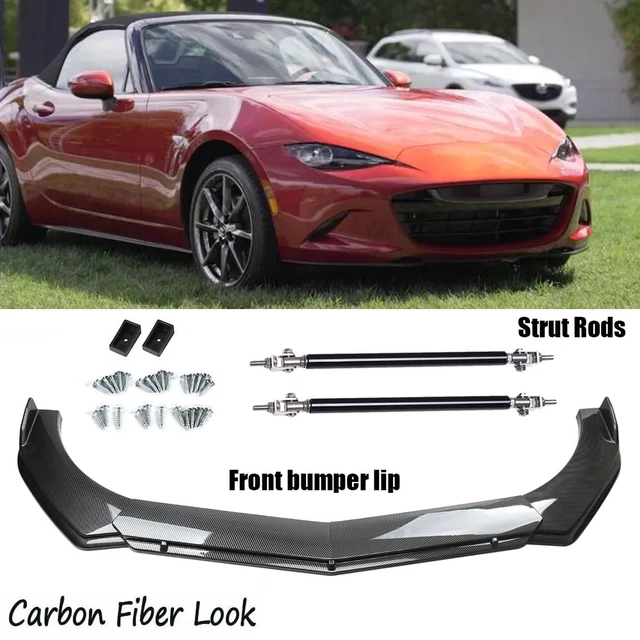 For Mazda MX-5 Miata 2006-2022 Carbon Fiber Front Bumper Lip Splitter+Strut Rods