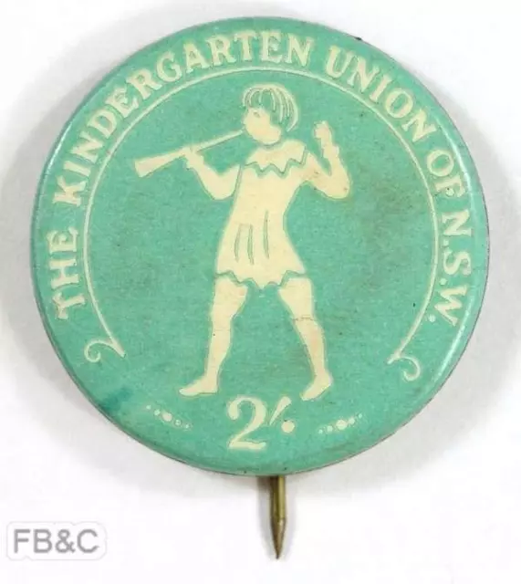 Vintage The Kindergarten Union of NSW Pin Badge - Light Blue