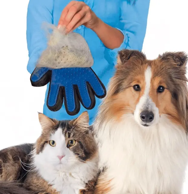 Pet Hair Brush Dog Cat Comb GLOVE Grooming Remover Mitt Fur Massage DeShedding