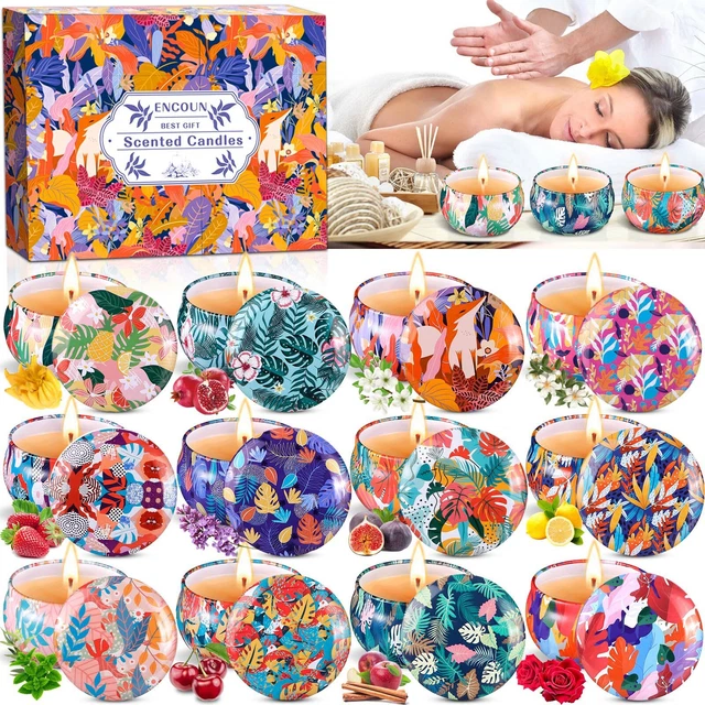 Noël ZHHGOO Bougie Parfumée Ensemble Cadeau,12 Pièces Parfumée De Noël