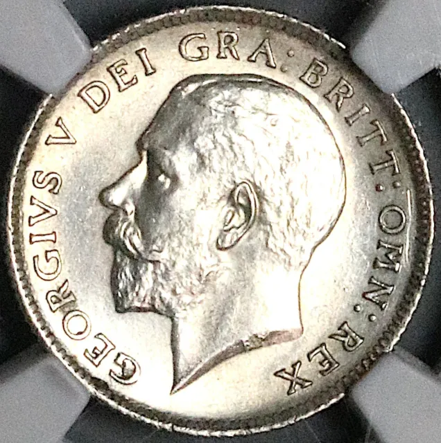 1913 NGC UNC George V 6 Pence Great Britain Sterling Silver Coin (24010802C)