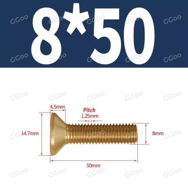 M2 bis M8 DIN 965 Senkschrauben mit Kreuzschlitz Messing H Senkkopf-Schrauben