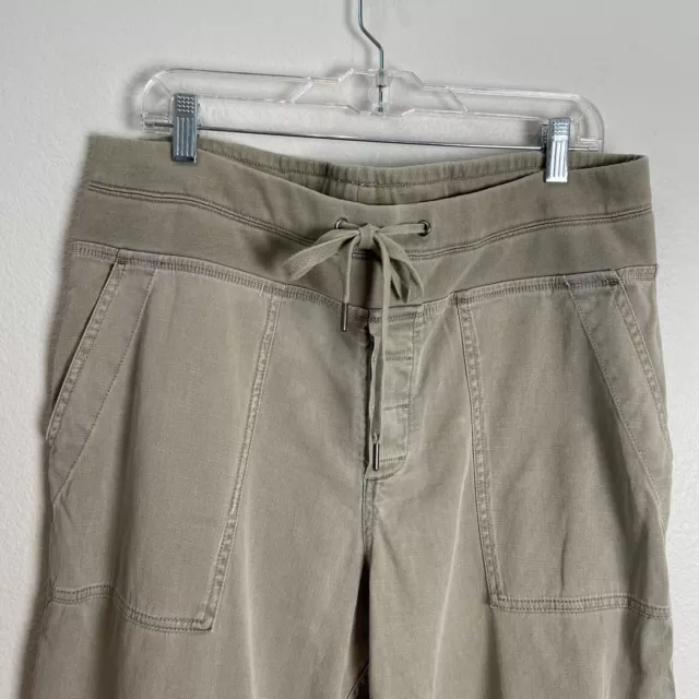 James Perse Womens XL Tan Drawstring Pants Casual Pull On Pockets Cotton Stretch 2