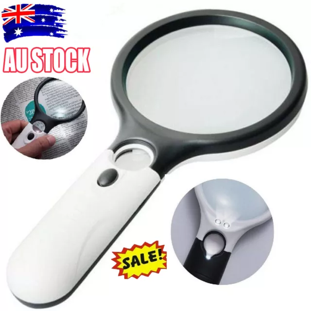 Handheld Magnifying Glass With 3LED Light 45X High Powe Illuminated Magnifier CR