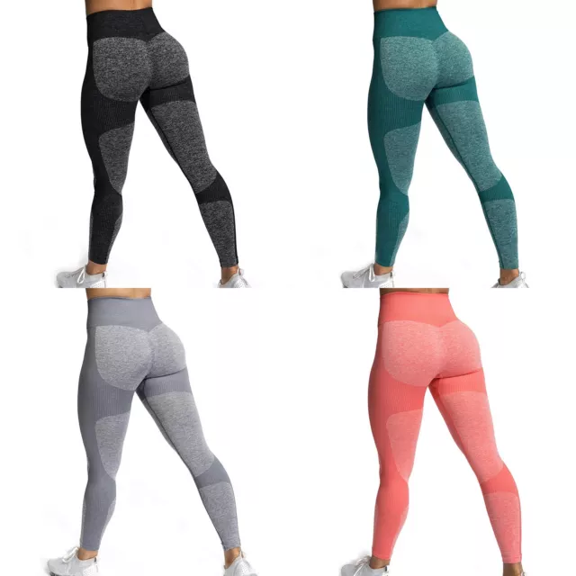 Womens High Waisted Yoga Leggings Pants Seamless Gym Exercise Running Jogging