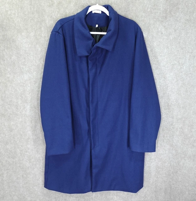 Coofandy Mens Size Coat Size XXXL Blue Hidden Button Mid Length Lightweight