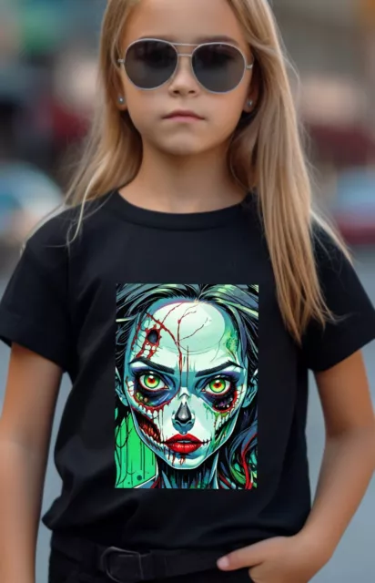 Zombie Girl Halloween Anime Clown Monster T Shirt Boy Girl MESSAGE ME SIZE UK