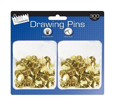 Brass Drawing Pins Box Of 300 by Just Stationery