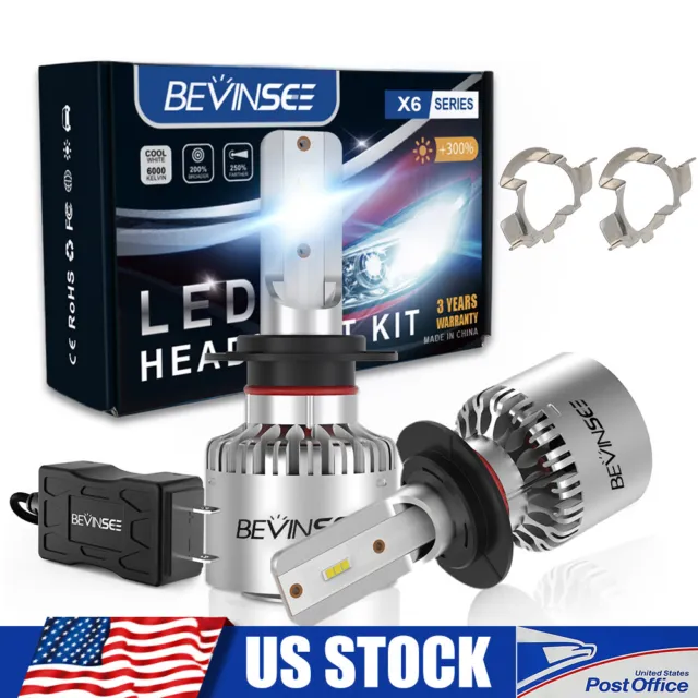 BEVINSEE H7 LED Headlights Kit Bulbs For Benz Sprinter E-Class ML-Class C-Class