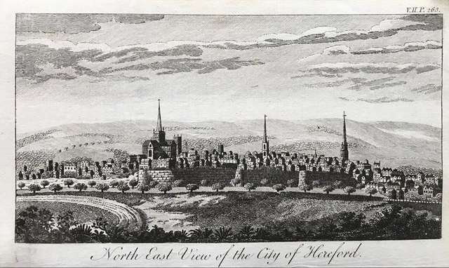 1776 Antique Print; The City of Hereford, Herefordshire by Goadby
