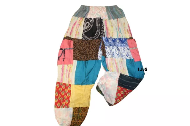Pantalones de harén de algodón patchwork boho, pantalones de yoga hippie... 3