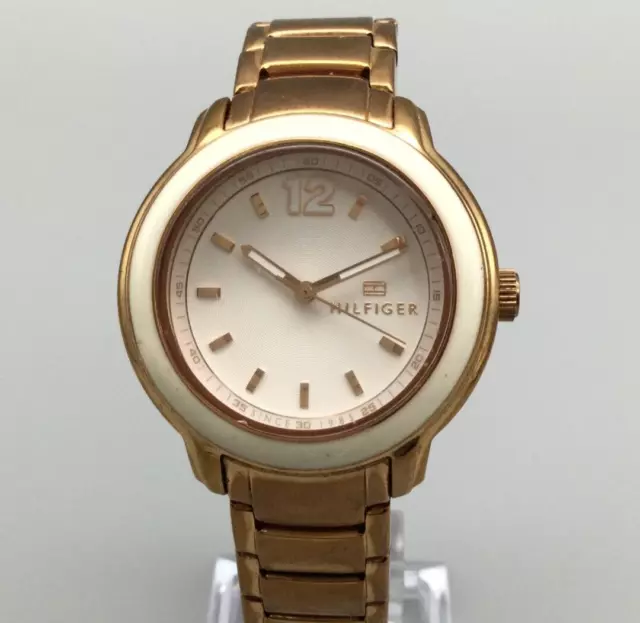 Tommy Hilfiger Watch Women Rose Gold Tone Cream Dial 36mm New Battery 7.25"
