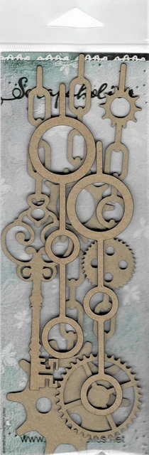 Chipboard de corte láser Scrapaholics colgantes de 2 mm de espesor, 5/paquete, 8""-1,25", 3 P