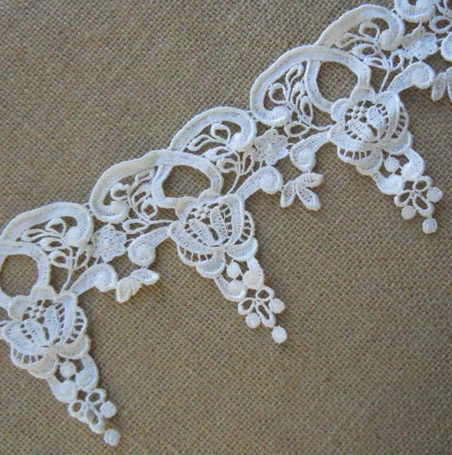 4.5'' Wide Rayon Venise Vintage Victorian Floral Lace Trim Ivory s0127