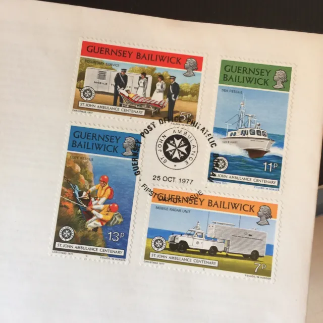 GV GUERNSEY 25 OCT 1977 CENTURY St JOHNS AMBULANCE FIRST DAY COVER Unaddressed 2