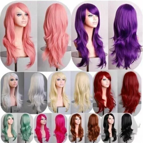 Womens 70cm Long Wavy Curly Hair Synthetic Cosplay Full Wig Wigs Party Decor