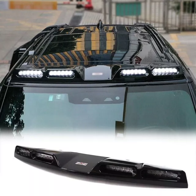 BARRA LUCI TETTO con 4 LED DRL Nero Adatta per LAND ROVER DEFENDER 130 2022 2023