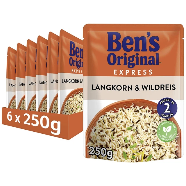 Bens Reis Express Mix cereali lunghi riso selvatico contorno alimenti 7x 250 g NUOVO 12/23