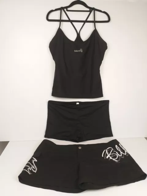 Billabong 16 Women Black 2-Piece Top &Shorts Bathers Swimwear & Sunseeker Shorts