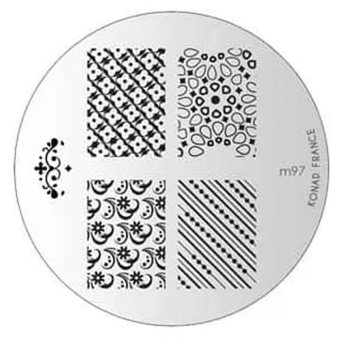 Plaque de Stamping KONAD M97 Ongles Nail Art Manucure Motifs Pochoir