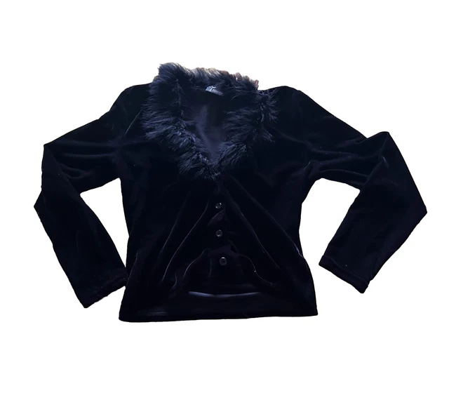vintage fur lined velvet cardigan