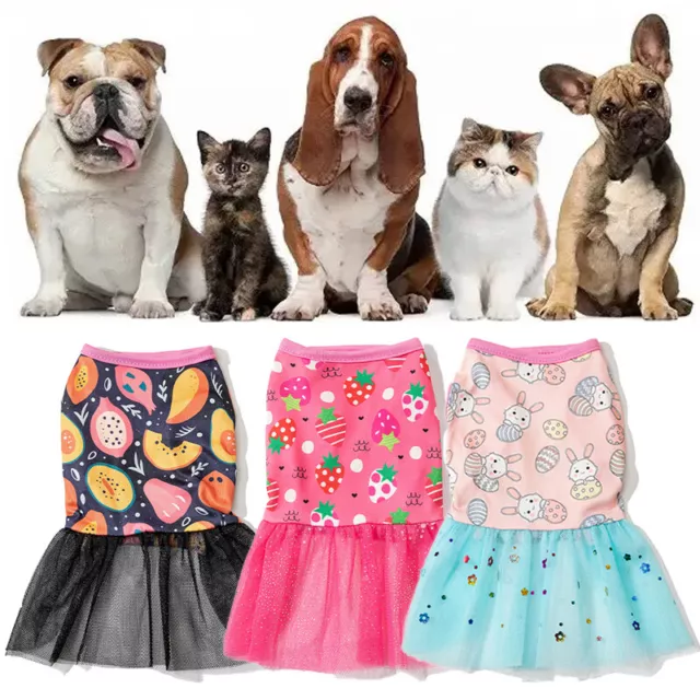 Welpe Rock Spitze Design Hund Katze Kleid Kleidung Haustier Druck Netz