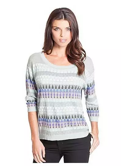 New $79 Guess Vesper Metallic Blue Jacquard Sweater Knit Top Shirt S, M, L