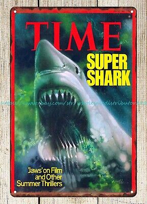office decoration ideas Jaws 1975 Time magazine cover art metal tin sign
