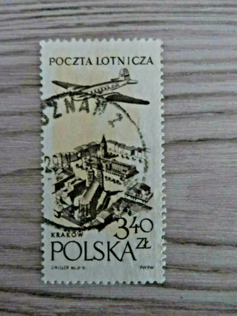 Briefmarken Polen, gestempelt 1957, Flugzeug über Städten und Landschaften,1Wert