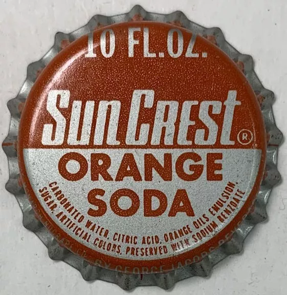 Soda Bottle Caps Vintage Set of 10 Cork Line Sun Crest Orange Original 1960's