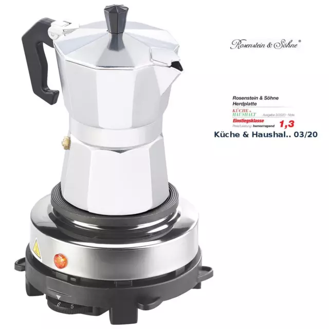 Elektrische Mini-Einzel-Kochplatte & Espresso-Kocher, 500 W, 3 Tassen