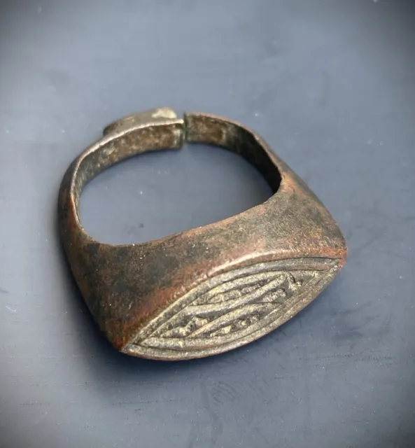 Antique 14th/15th C. Islamic Ottoman Empire Copper Seal Signet Ring