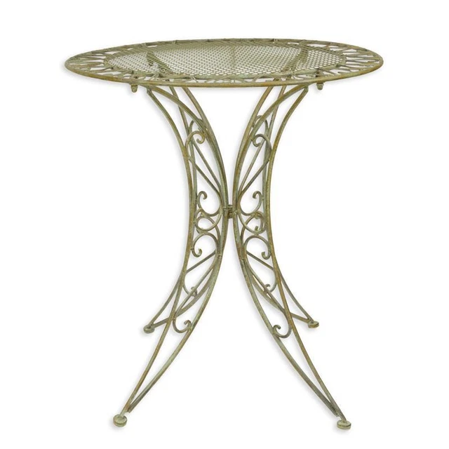 EIN ROUND GARDEN Table from Metal IN Green With Lighter Rusty Look RV