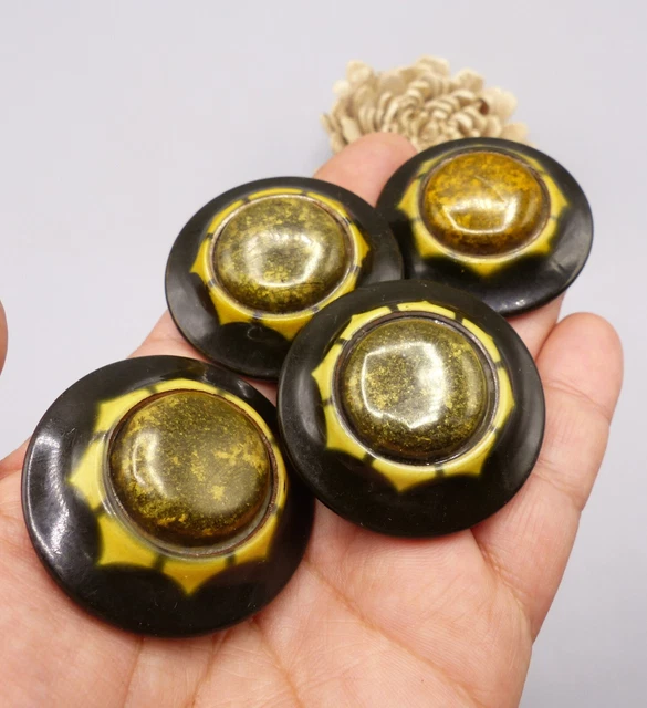 Bouton Ancien - Laiton Et Celluloïd/Ivoroïd - 32mm - Vers 1900 - Collection