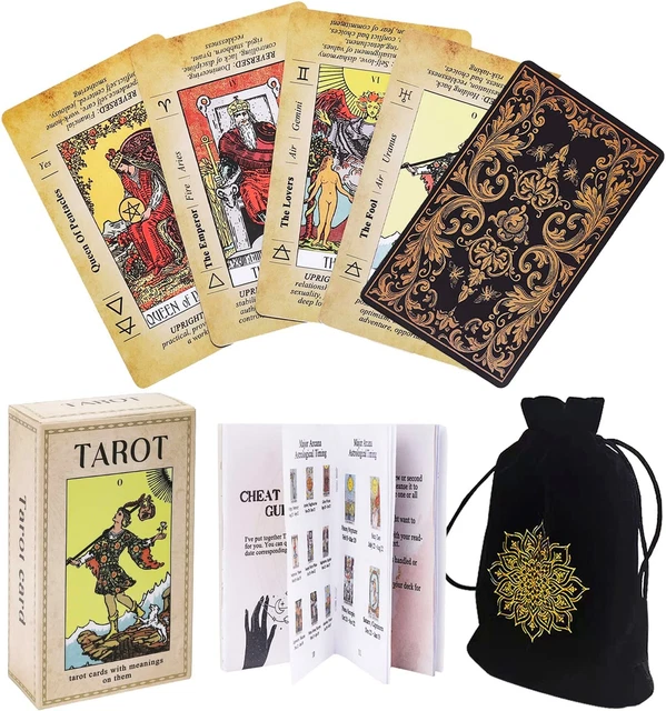 TAROT CARDS DECK for Beginners with Meanings on Them, Vintage Card with
