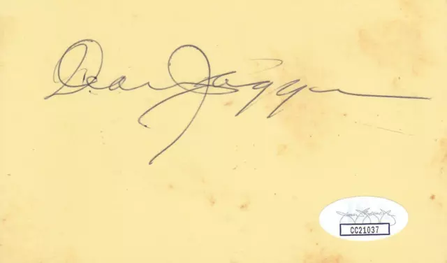 DEAN JAGER d.1991 Signed 3x5 Index Card Actor/Twelve O'Clock High JSA CC21037