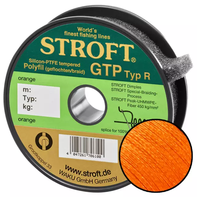 Ligne de Pêche Stroft GTP Typ R Tressé 150m Orange Fil de Pêche Laisse