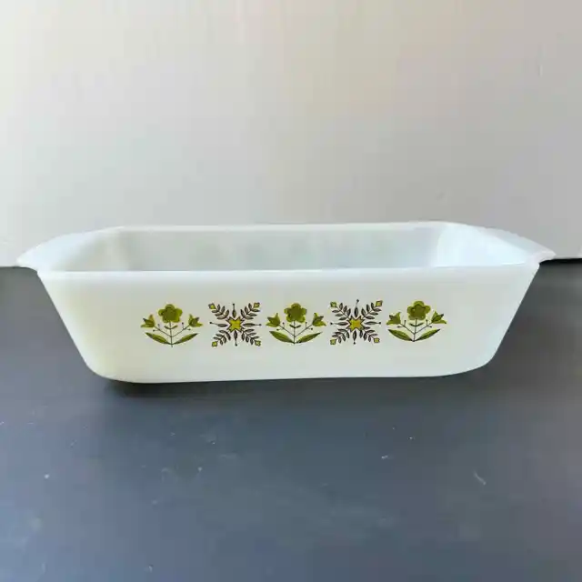 Vintage Anchor Hocking Fire King Casserole Dish Green Meadow 1 QT 441