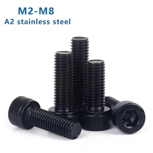 M2 M3 M4 M5 M6 M8 Black A2 Stainless Steel Hex Socket Head Cap Screw DIN912