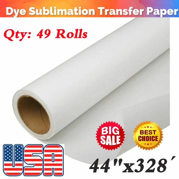 49ROLLS 44" x328´ HanJi Dye Sublimation Paper Heat Transfer Iron-On Paper 81g