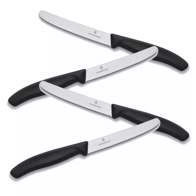 4 x Victorinox Brotzeitmesser Mehrzweckmesser Brötchenmesser 11cm Klinge schwarz