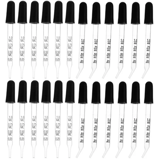 24 Pcs Labortropfer Glastropfer Präzisionspipetten Set Runder Kopf