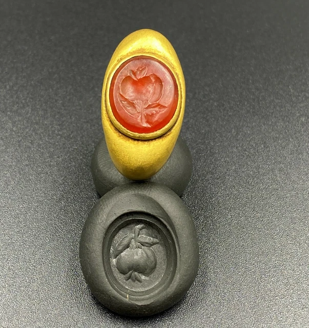 Ancient Jewelry South East Asia Burma Pyu Culture Gold Ring Agate Intaglio Seal