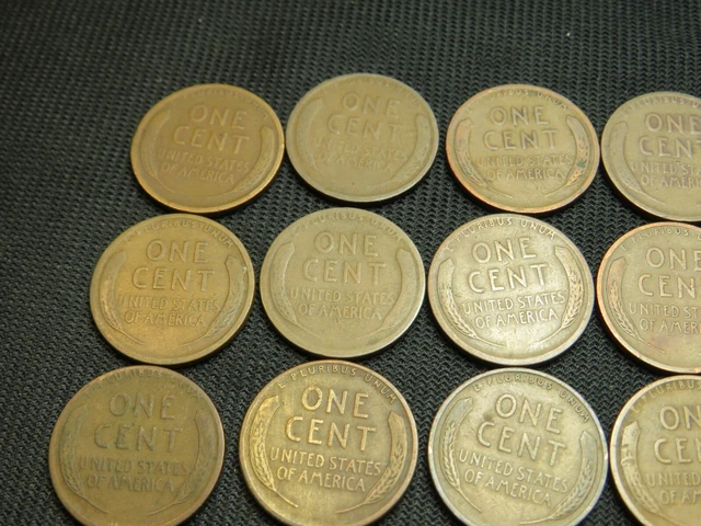 1909-1938 S  Lincoln Wheat Cent Penny roll lot 50 different coins old US Copper 9