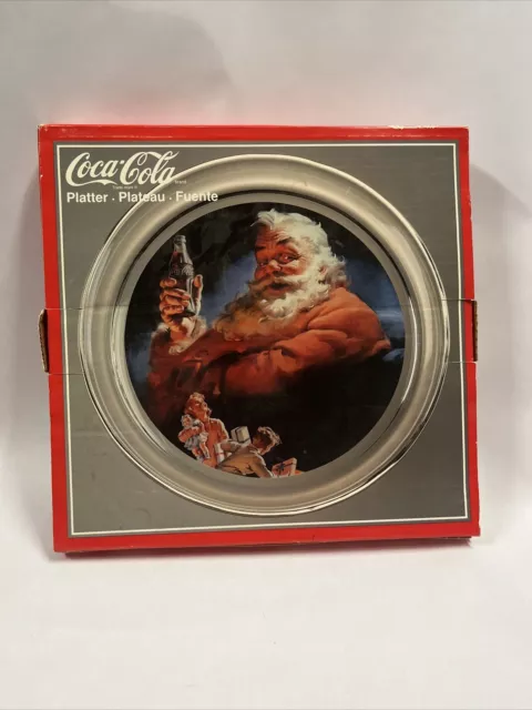 1994 Collectible Coca-Cola #5539 Santa Claus Glass Christmas Platter 13”