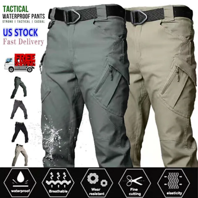 Mens Cargopants Tactical Waterproof Work Pants Outdoor Hiking Combat Trousers US